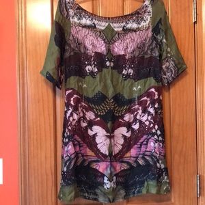 Anthropologie silk butterfly dress XS
